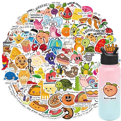 Lustige Belohnung Wortspiel Aufkleber Wasserdicht Vinyl Cartoon Essen Tier Aufkleber Für Laptop Wasserflasche Gepäck DIY Geschenk