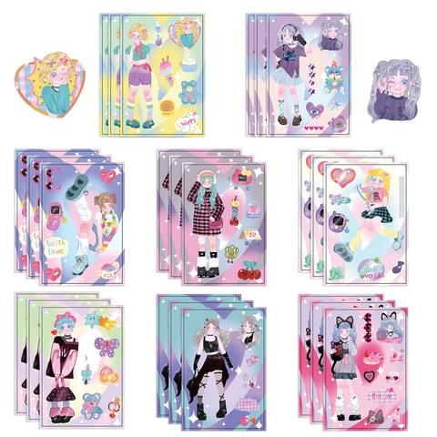 Pegatinas Decorativas de Chica Anime Estilo Y2K Calcomanías Autoadhesivas de PVC Impermeable para Journal Funda Teléfono DIY