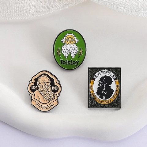 Leo Tolstoy Literary Enamel Pin Zinc Alloy Metal Portrait Badge Commemorative Brooch For Clothing Backpack Decoration Unisex Art Gift