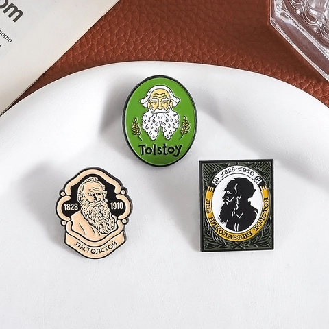Leo Tolstoi Porträt Emaille Zinklegierung Brosche Set Vintage Russischer Literarischer Autor Gedenkabzeichen Kleidung Schmuck Geschenk