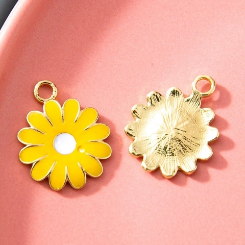 Alloy Enamel Daisy Flower Monstera Leaf Cherry Pendant Charms For DIY Earrings Keychain Jewelry Making Findings Accessories
