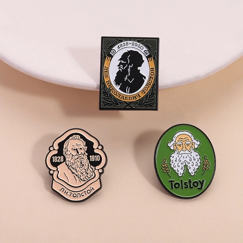 Leo Tolstoi Porträt Emaille Zinklegierung Brosche Set Vintage Russischer Literarischer Autor Gedenkabzeichen Kleidung Schmuck Geschenk