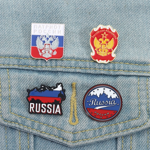 Spilla Smaltata a Tema Russia Distintivo Patriota Mappa della Russia Aquila Bicefala Spilla in Metallo per Vestiti Zaino Cappello Arredamento Regalo