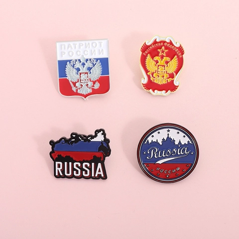 Russian Patriot Enamel Pin Brooch Zinc Alloy Double-Headed Eagle Coat Of Arms Map Kremlin Souvenir Accessory Jewelry Gift