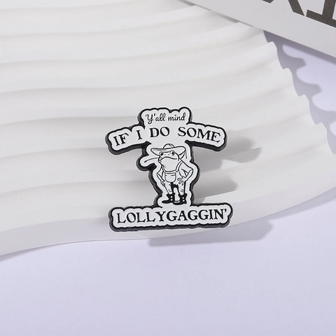 Humorous Denim Frog Enamel Pin With Cowboy Hat And Boots Lettering Zinc Alloy Cartoon Animal Brooch Badge For Clothing Decoration