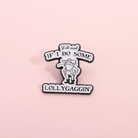 Humorous Denim Frog Enamel Pin With Cowboy Hat And Boots Lettering Zinc Alloy Cartoon Animal Brooch Badge For Clothing Decoration