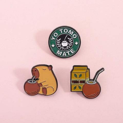 Kreativ Yerba Mate Wasserschwein Emaille Brosche Pin Zinklegierung Cartoon Tier Abzeichen Für Rucksack Kleidung Deko Geschenk