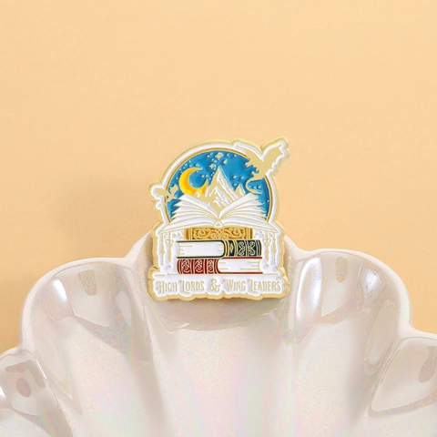 Emaille Broche Draak Berg Maan Reversspeld Boekenliefhebber Cadeau Metaallegering Badge Voor Kleding Rugzak Accessoires