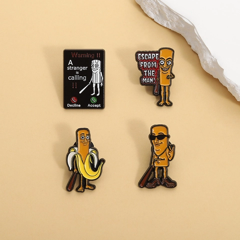 Funny Cartoon Banana Man Zinc Alloy Baking Varnish Enamel Brooch Pin Novelty Anime Meme Badge For Backpack Clothes Unisex Jewelry Gift