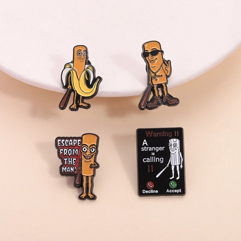 Funny Cartoon Banana Man Zinc Alloy Baking Varnish Enamel Brooch Pin Novelty Anime Meme Badge For Backpack Clothes Unisex Jewelry Gift