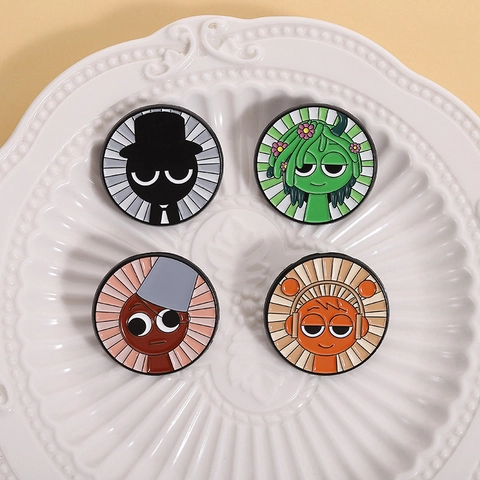 Insignia de Pin de Esmalte de Personaje de Dibujos Animados Redondo Para Mochila Ropa Accesorio Aleación de Zinc Lacado Broche Regalo