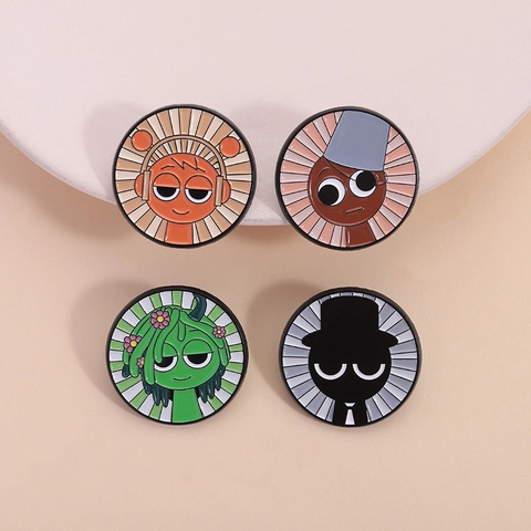 Insignia de Pin de Esmalte de Personaje de Dibujos Animados Redondo Para Mochila Ropa Accesorio Aleación de Zinc Lacado Broche Regalo