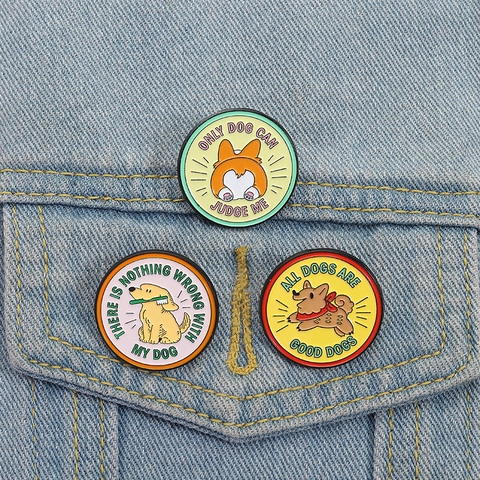 Cute Cartoon Dog Enamel Pin Badge Zinc Alloy Animal Brooch Funny Corgi Golden Retriever Lapel Pin For Backpack Jacket Jewelry Gift