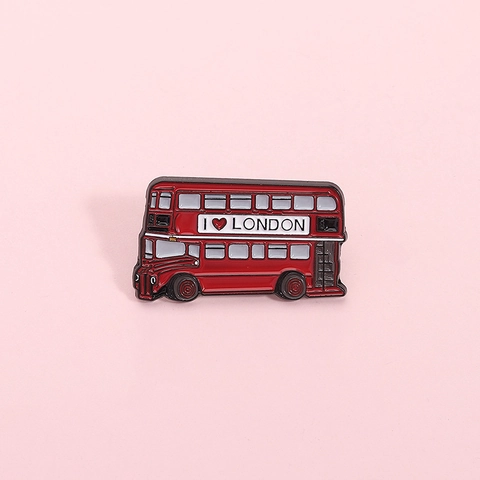 Red London Double Decker Bus Enamel Pin Brooch I Love London Alloy Badge For Clothes Backpack Travel Jewelry Gift