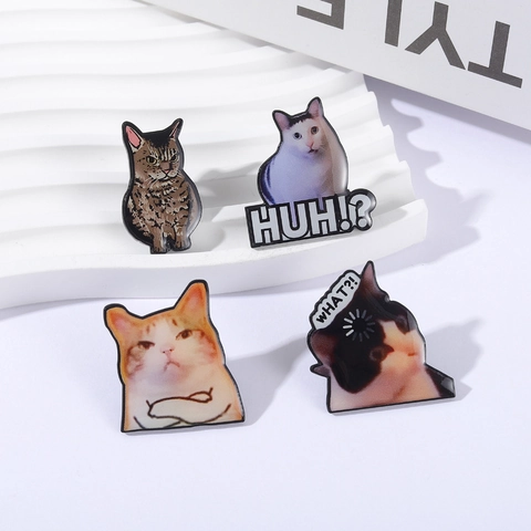 Grappige Cartoon Kat Meme Emaille Pin Schattige Huh Wat Loading Oranje Kat Legering Broche Voor Rugzak Kleding Cadeau
