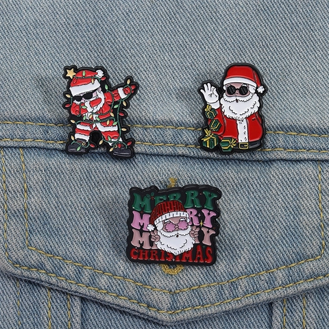Broche de Esmalte Papá Noel Dibujos Animados Set Aleación de Zinc Laca Insignia Para Navidad Fiesta Vacaciones Ropa Accesorios Joyería