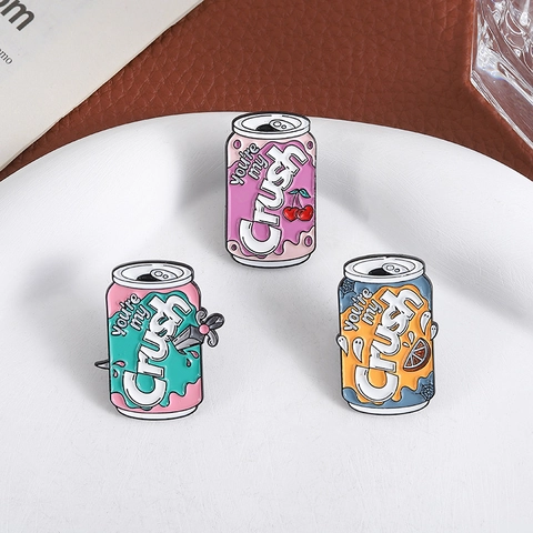 Broche de Esmalte Creativo con Forma de Lata de Refresco You're My Crush Broche de Botella de Bebida Para Mochila Ropa Lindo Insignia de Aleación de Zinc