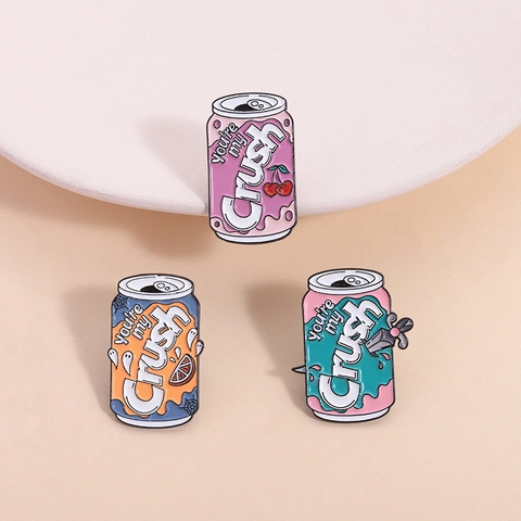 Cartoon Getränkedose Emaille Pin You're My Crush Abzeichen Süße Kirsche Geist Schwert Zinklegierung Brosche Für Rucksack
