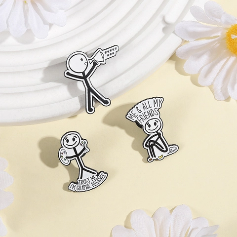 Creativa Spilla in Smalto a Forma di Omino Divertente Artistica Minimalista in Lega di Zinco per Decorazione Abbigliamento Zaino Regalo