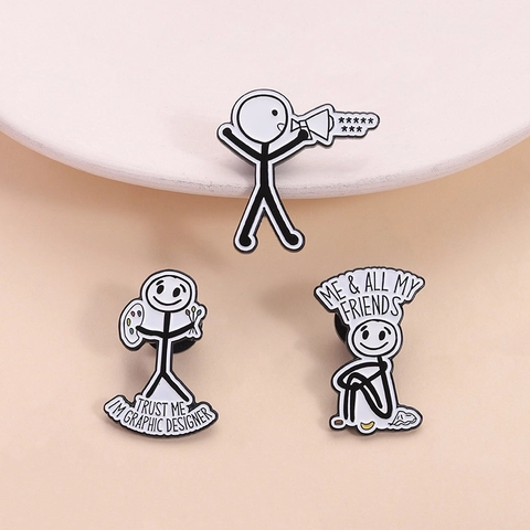 Pin de Esmalte Minimalista Figura de Palo Broche Divertido Aleación de Zinc Insignia de Diseñador Gráfico Para Mochila Ropa Regalo Unisex