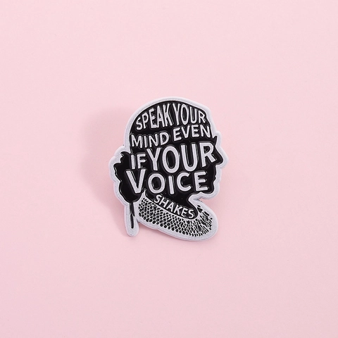 Speak Your Mind Even If Your Voice Shakes Emaille Brosche Zinklegierung Porträtsilhouette Inspirierende Zitate Abzeichen Schmuck