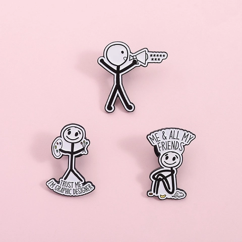 Pin de Esmalte Minimalista Figura de Palo Broche Divertido Aleación de Zinc Insignia de Diseñador Gráfico Para Mochila Ropa Regalo Unisex