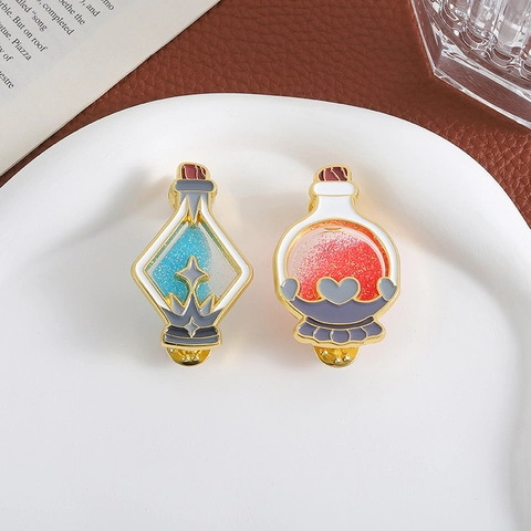 Magic Potion Bottle Shaker Enamel Pin Zinc Alloy Glitter Badge Heart Star Fantasy Brooch For Clothes Backpack Jewelry Gift