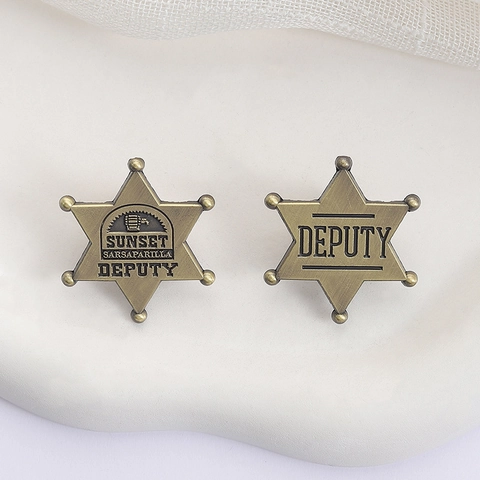 Broche de Estrella Deputy de Estilo Vaquero Vintage de Aleación de Zinc Lacado Pin para Ropa Regalo Unisex Hombre Mujer