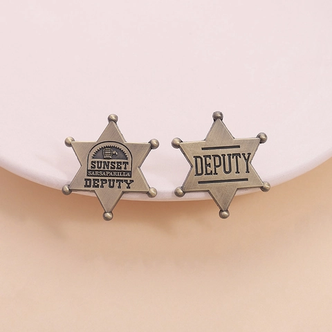 Broche de Estrella Deputy de Estilo Vaquero Vintage de Aleación de Zinc Lacado Pin para Ropa Regalo Unisex Hombre Mujer