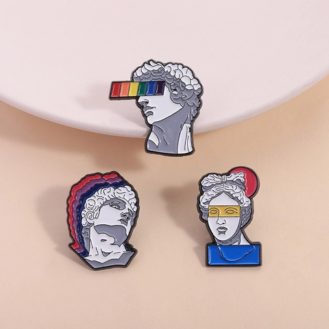 Artistic Rainbow David Statue Enamel Pin Creative Greek Sculpture Portrait Brooch Zinc Alloy Pop Art Lapel Badge Jewelry
