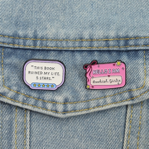 Pines de Esmalte Literarios Divertidos This Book Ruined My Life 5 Estrellas Bookish Girlie Broches de Aleación para Lectores
