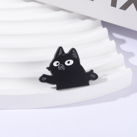 Mignon Dessin Animé Chat Noir Épingle en Émail Alliage de Zinc Broche Animale Insigne Pour Décoration Sac Vêtements Drôle Chat Épingle de Revers