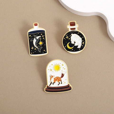 Kreative Sternenhimmel Tier Emaille Pins Zinklegierung Fuchs Eisbär Wal Illustration Abzeichen Für Kleidung Rucksack Dekor