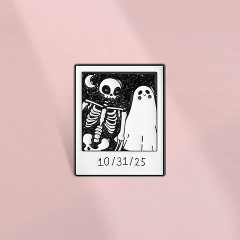 Halloween Creative Polaroid Enamel Pin Skeleton Ghost Starry Sky Zinc Alloy Brooch Badge For Clothing Backpack Accessories