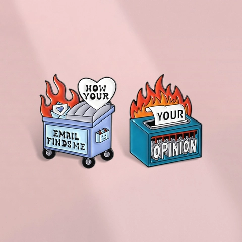 Funny Dumpster Fire Enamel Pin Brooch Alloy Workplace Sarcastic Lapel Pin Badge Jewelry For Backpack Jacket Hat Decoration