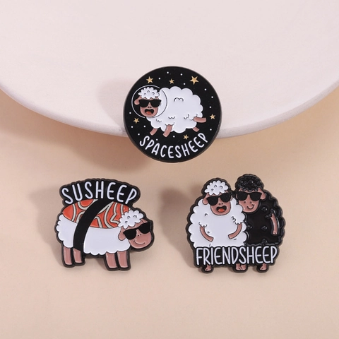 Funny Cartoon Sheep Enamel Pin Spacesheep Susheep Friendsheep Zinc Alloy Brooch Badge Backpack Clothes Accessory Jewelry