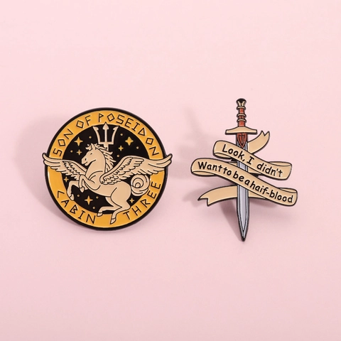 Mythology Theme Enamel Brooch Zinc Alloy Mythical Creature Sword Pattern Round Badge Decorative Metal Pin For Bag Clothes Jewelry