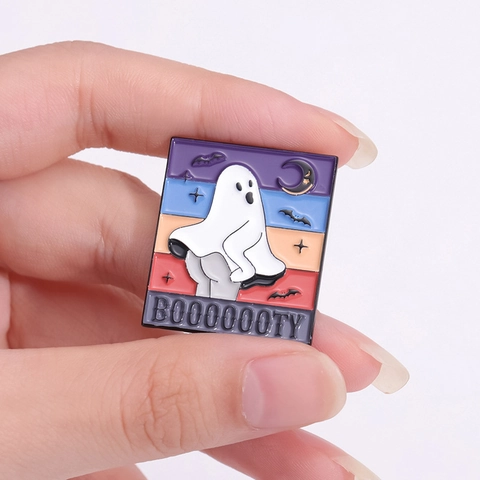Épingle en Émail Fantôme d'Halloween Amusant Dessin Animé Booty Ghost Badge Personnalisé en Alliage pour Sac à Dos Chapeau