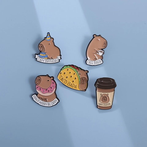 Cute Cartoon Capybara Enamel Pin Zinc Alloy Animal Brooch For Backpack Hat Personality Decorative Badge Fun Gift Men Women