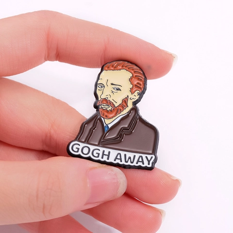 Épinglette en Émail Artistique Vincent Van Gogh Broche Portrait d'Artiste Dessin Animé Badge Amusant pour Amateurs d'Art