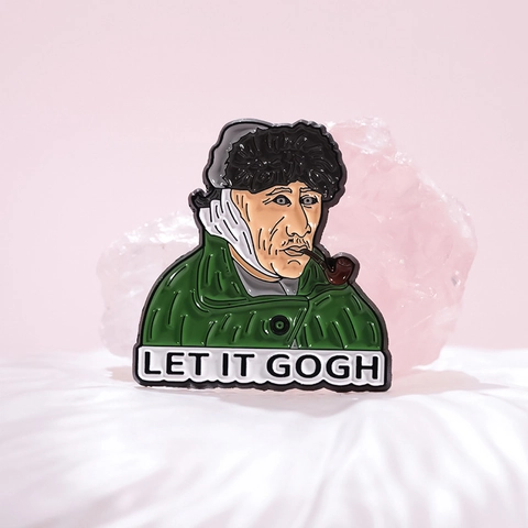 Spilla in Smalto Cartoon Van Gogh Creativa Distintivo in Lega con Giochi di Parole Artistici per Zaino Vestiti Cappello Gioielli