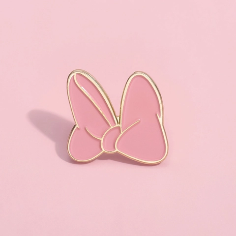 Cute Pink Bow Alloy Brooch Pin For Women Girls Cartoon Enamel Badge For Clothing Bag Accessories Decoration