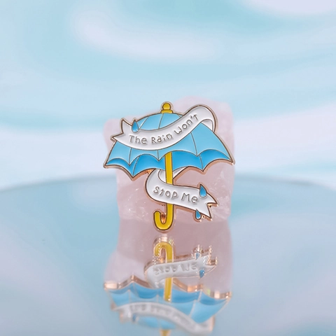 Creative Blue Umbrella Enamel Pin Badge Motivational Lettering Alloy Brooch For Clothes Bags Decorative Pins Jewelry Gift Women Men