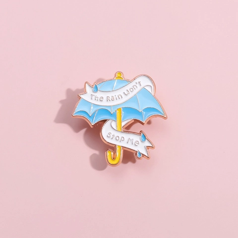 Creative Blue Umbrella Enamel Pin Badge Motivational Lettering Alloy Brooch For Clothes Bags Decorative Pins Jewelry Gift Women Men