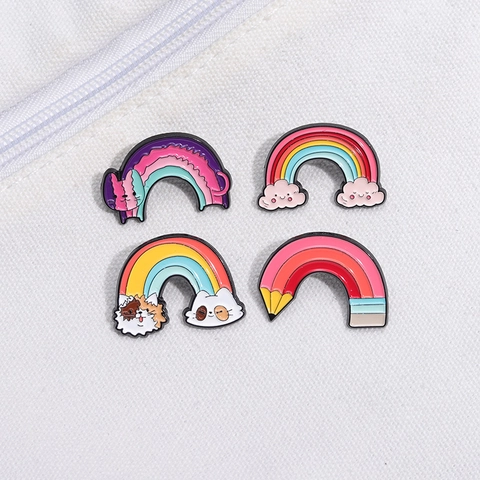 Niedliche Cartoon Regenbogen Katze Bleistift Emaille Brosche Pin Legierung Persönlichkeit Abzeichen Für Rucksack Kleidung Deko