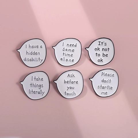 Grappige Engelse Slogan Tekstballon Emaille Broche Zinklegering Geestelijke Gezondheid Sociale Grens Reversspeld Badge