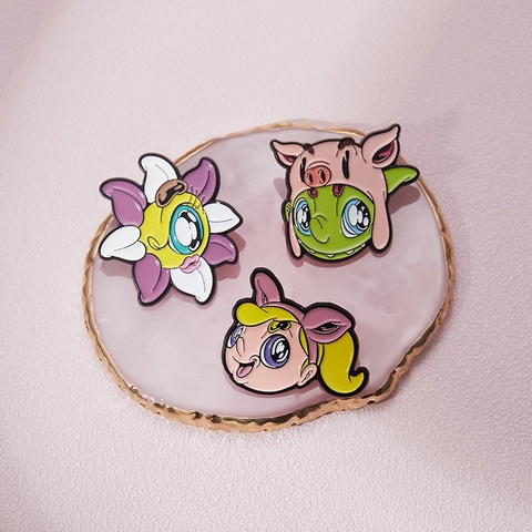 Stylized Cartoon Enamel Pin Brooch For Clothes Bags Creative Alloy Oil Dripping Badge Fashion Jewelry Accessories For Teens