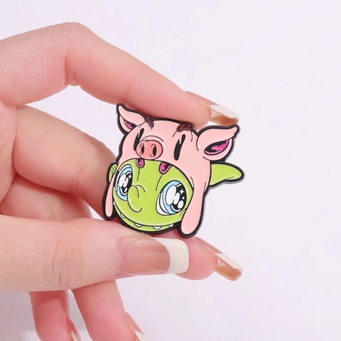 Cartoon Enamel Pin Brooches For Backpacks Jackets Zinc Alloy Drip Oil Lapel Pins Quirky Character Floral Eye Rocket Jewelry Gift