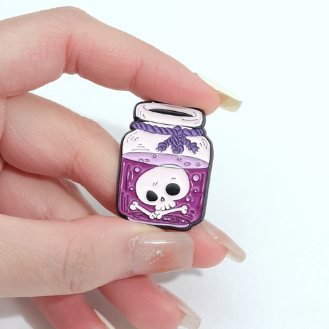 Legering Skelet Gifappel Toverdrankfles Broche Pin Gotisch Halloween Sieraden Badge Accessoire Voor Tassen Kleding Jas