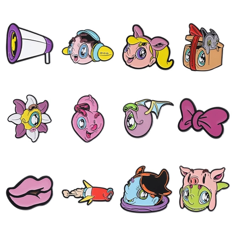 Stylized Cartoon Enamel Pin Brooch For Clothes Bags Creative Alloy Oil Dripping Badge Fashion Jewelry Accessories For Teens